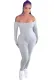 Off the Shoulder Knitted Long Sleeve Bodycon Jumpsuit