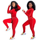 Sports 2pc Fitness Long Sleeve Crop Top and Legging Set