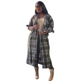 Autumn Plaid Long Blouse Coat