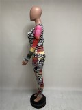 Sexy Tie Dye Leopard V-Neck Bodycon Jumpsuit