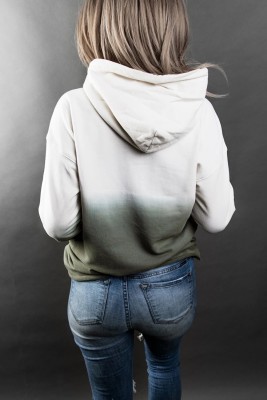 Autumn Gradient Loose Pocket Hoodie Top with Full Sleeves