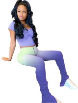 Matching 2pc Gradient Crop Top and High Waist Stacked Legging Set