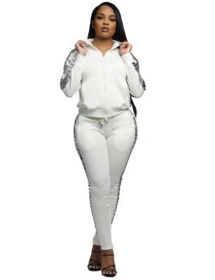 Print Matching Long Sleeve Zipper Tracksuit