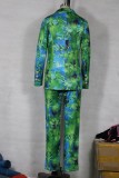 Print Green African Blazer and Pants Suit