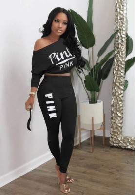 Autumn Print Matching Crop Top and Pants Set