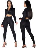 Sports Print Two-Piece Crop Top and High Waist Legging Set