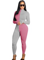 Autumn 2pc Matching Contrast Fitted Crop Top and High Waist Pants Set