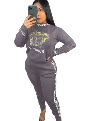 Autumn Casual 2pc Print Matching Shirt and Pants Set