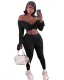 Sexy Two Piece Knitted Zipper Crop Top and Pants Set