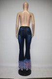 Tassels Bottom Sexy High Waist Flare Jeans