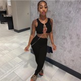 Party Sexy Two Piece Matching Lace Up Crop Top and Pants Set