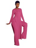 Solid Color 2pc Side Slit Long Shirt and Matching Pants Set