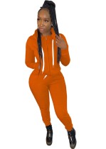 Solid Plain Long Sleeve Hoodie Zipper Tracksuit