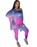 Autumn Tie Dye Matching Two Piece Shirt and Pants Set