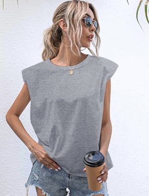 Summer Solid Plain O-Neck Regular Shirt