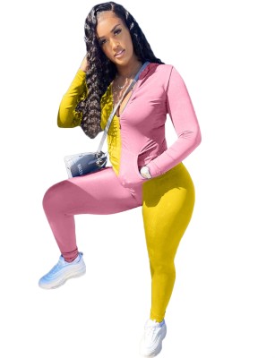 Autumn Contrast Tight Zipper Tracksuit