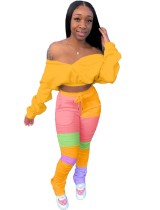 Autumn Sexy Crop Top and Colorful Pants Set