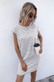 Summer Stripes Print O-Neck Regular Shirt Dress