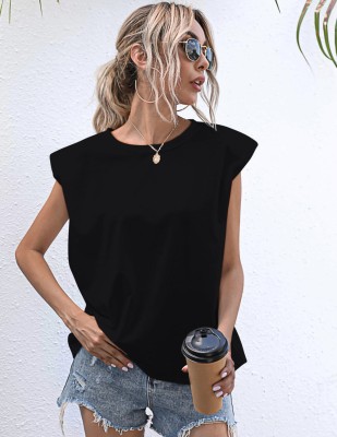 Summer Solid Plain O-Neck Regular Shirt