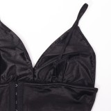 Party Black Sexy Bra and Lace Up Skirt Set