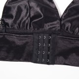 Party Black Sexy Bra and Lace Up Skirt Set