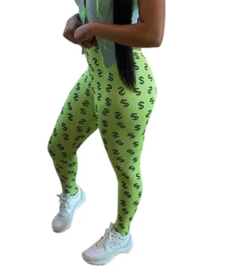 Dollar Print Sexy High Waist Tight Leggings