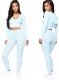 Autumn Two Piece Knitted Tight Crop Top and Pants Set