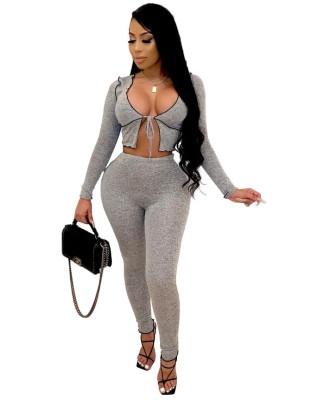 Party Pain Sexy Knotted Crop Top and High Waist Legging Set