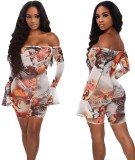 Party Sexy Off Shoulder Print Bodycon Rompers