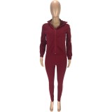 Autumn Contrast Color Hoody Tracksuit