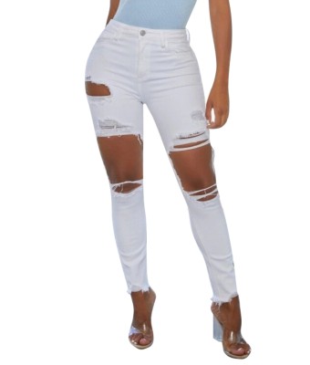 Stylish Cut Out High Waist Slim Jeans