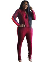 Plus Size Autumn Stripes Zipper Tracksuit