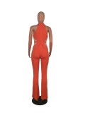 Solid Color Cut Out Sexy Halter Jumpsuit