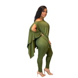 Autumn Solid Color Loose Shirt and Tight Legging Set