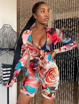 Sexy Long Sleeve Floral Bodycon Rompers