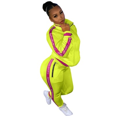 Sports Long Sleeves Print Letter Sweatsuit