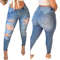 Stylish Tight High Waist Ripped Jeans
