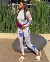 Long Sleeve Floral Print Sexy Bodycon Jumpsuit