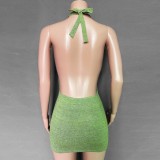 Sexy Backless Halter Mini Beach Dress