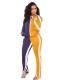 Autumn Contrast Cutout Slit Zipper Tracksuit