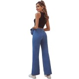 Simple Blue High Waist Flare Jeans