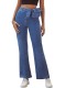 Simple Blue High Waist Flare Jeans