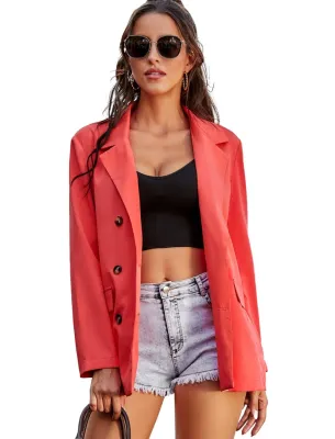 Autumn Solid Colot Button Up Regular Blazer