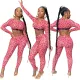Autumn Matching Two Piece Print Tight Crop Top and Pants Set