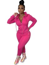 Autumn Solid Color Tight Hoodie Tracksuit