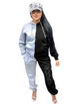 Autumn Contrast Color Hoodie Sweatsuit