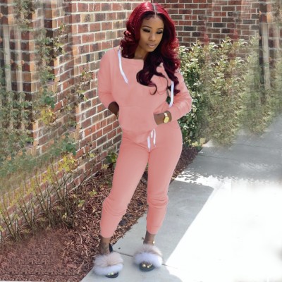 Long Sleeve Blank Pocketed Hoody Sweatsuit