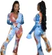 Autumn Tie Dye Matching Crop Top and Pants Set