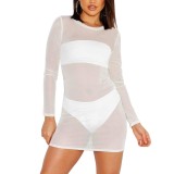 Party Sexy Long Sleeve See Through Mini Dress