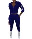 Autumn Letter Print Velvet Hoodie Tracksuit